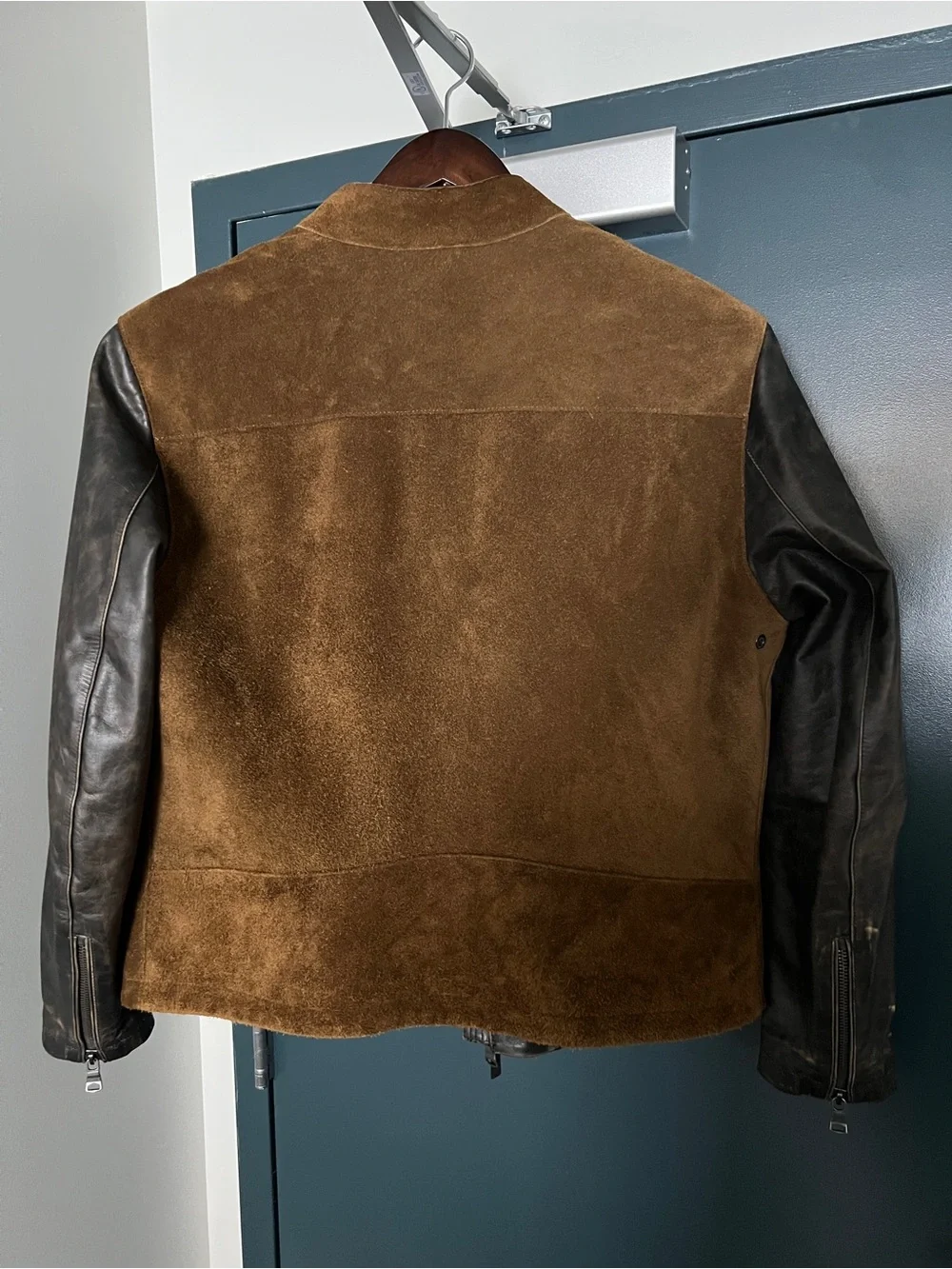 Banana Republic Brown Suede & Black Leather Sleeve Jacket